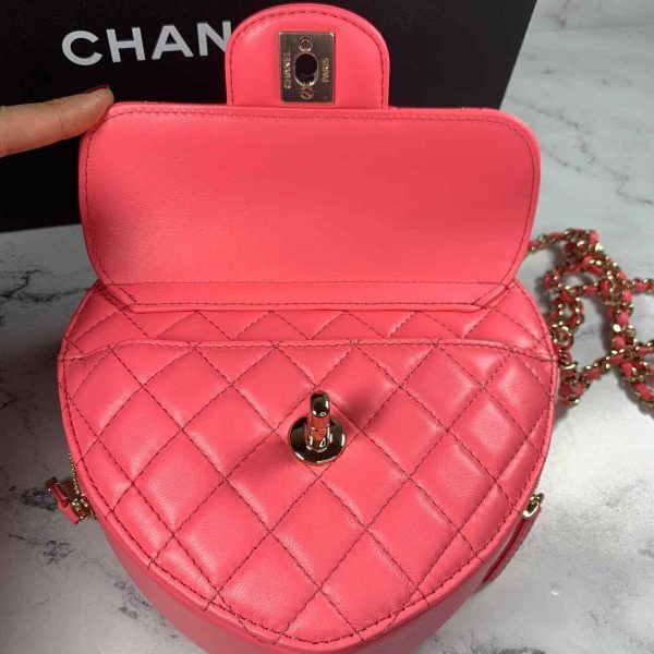 NEW Authentic CHANEL 22S Pink Large Heart Bag CC Lambskin Leather Crossbody bag Buy Online 