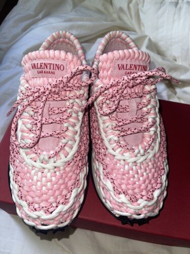 NEW Valentino garavani crochet sneakers PINK 38.5  USA 8 Buy Online 