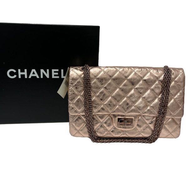 NWT NEW NIB CHANEL Rose Gold Metallic 2.55 Quilted Flap Shoulder Bag Purse Buy Online 