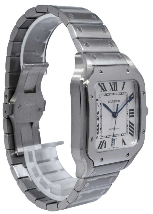 NEW Cartier Santos Steel Silver Roman Dial Mens Auto Watch 4072 B/P WSSA0018 Buy Online 