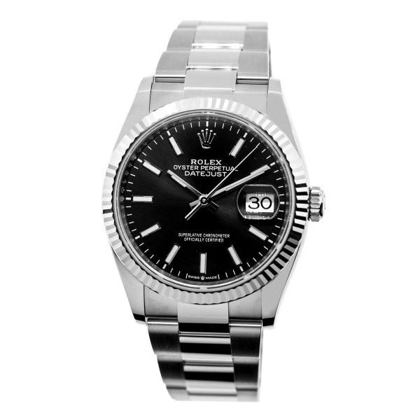 Rolex Datejust 36mm White Gold & Steel Black Index Dial and Fluted Bezel 126234 Buy Online 