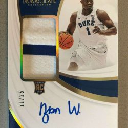 2019-20 Immaculate Collegiate ZION WILLIAMSON #81 ROOKIE PATCH AUTO /25 DUKE RPA Buy Online 