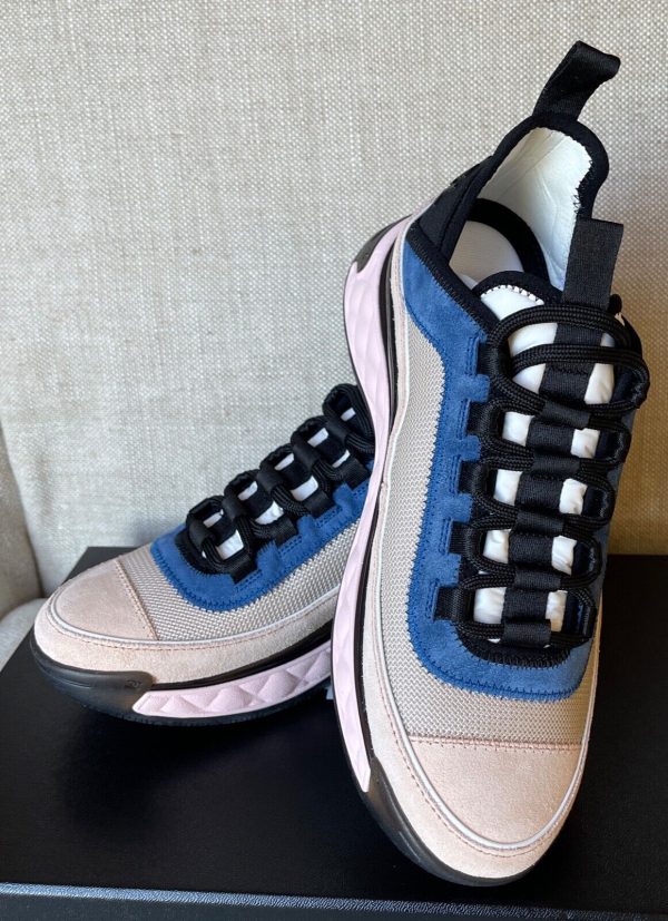 BNIB Authentic CHANEL Sneakers Light Pink/Beige/Blue Size 36.5 Buy Online 