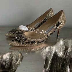 Jimmy Choo Romy 60 Shoes 39 Gold Glitter Floral Embroidery Sequin Heels Pumps Buy Online 