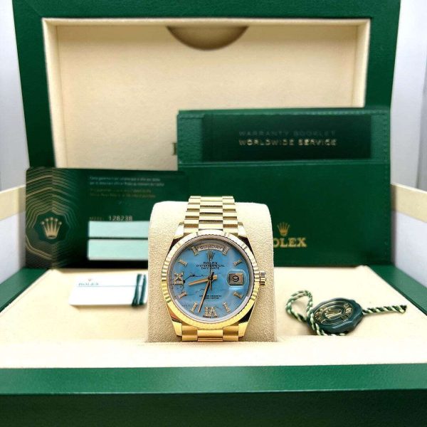 Rolex Day-Date 36 Yellow Gold Turquoise Diamond Dial  128238 Buy Online 