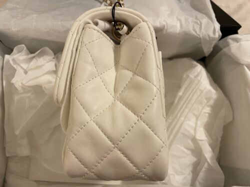 CHANEL 22C White Mini Square Flap Bag with Pearl Crush / Gold Ball  (NWT) Buy Online 