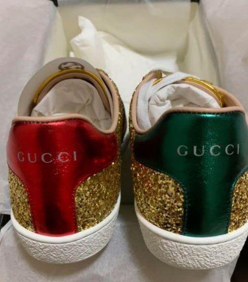 Women 5.5Us Final Gucci Glitter Sneakers Gold Buy Online 