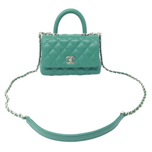 Chanel Green Coco Handle Caviar Mini Flap Quilted Leather Satchel Crossbody Bag Buy Online 