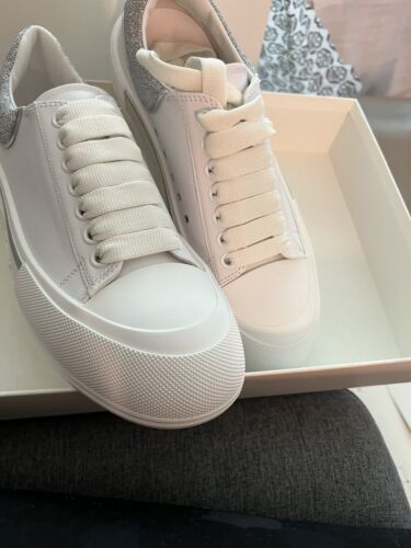 NIB alexander mcqueen sneakers White/Silver glitter Accent women 10 Buy Online 