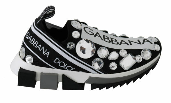 $1,200 DOLCE & GABBANA Silver Black Gray Sorrento Crystal Sneakers EU35 US5 UK2 Buy Online 