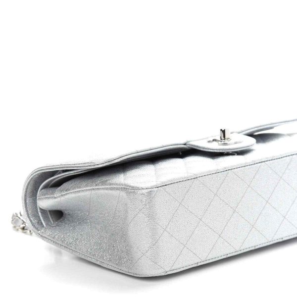 CHANEL 21K Silver Metallic Glittered Caviar Quilted Medium Double Flap CC bag Buy Online 