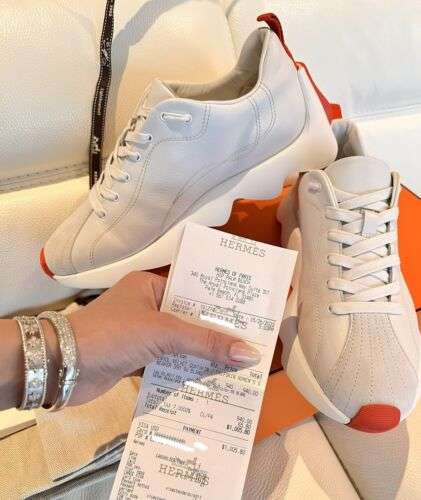 BINB HERMES Envol Sneaker Sz 39 Velvet Goatskin Color Blanc W/ Receipt! Buy Online 