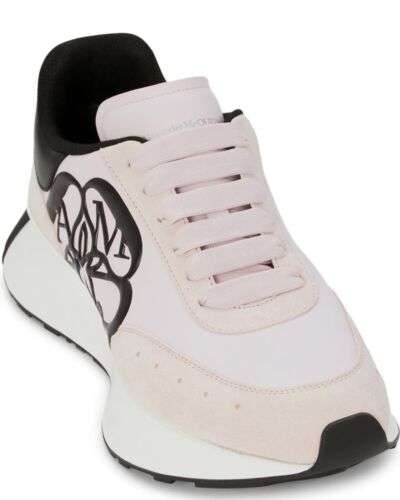 Sz 36.5 Alexander McQueen Seal Sprint Sneaker Color: Ivory Pink/ Black/ White Buy Online 