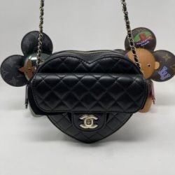 RARE AUTHENTIC Chanel Large Heart Bag Black CC 22S Lambskin Leather Crossbody Buy Online 