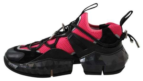 $925 JIMMY CHOO Diamond Trail Black Pink Leather Stretch Sneakers EU39 US9 UK6 Buy Online 