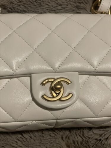 CHANEL “Funky Town” White Small Bag Flap Thick Strap 22S SOLD OUT Buy Online 