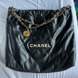 Authentic CHANEL 22 bag 2022 spring summer black with white logo brand new 22s Buy Online 