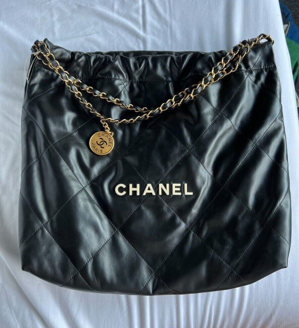 Authentic CHANEL 22 bag 2022 spring summer black with white logo brand new 22s Buy Online 