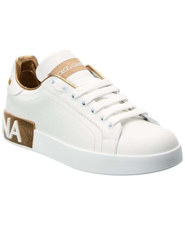 Dolce & Gabbana Portofino Leather Sneaker Women's White 37.5 Buy Online 