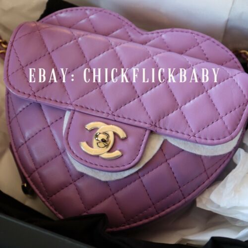 CHANEL 22S QUILTED LAMBSKIN HEART PUPLE LARGE BAG 100% AUTHENTIC IN HAND Buy Online 