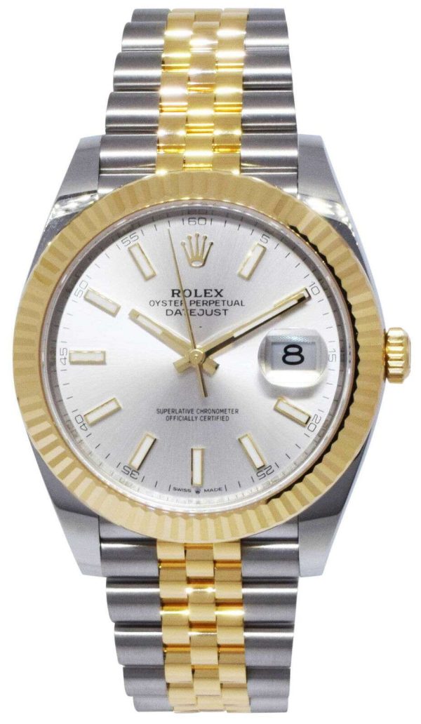 NEW Rolex Datejust 41 18k Yellow Gold/Steel Silver Dial Watch B/P '21 126333 Buy Online 