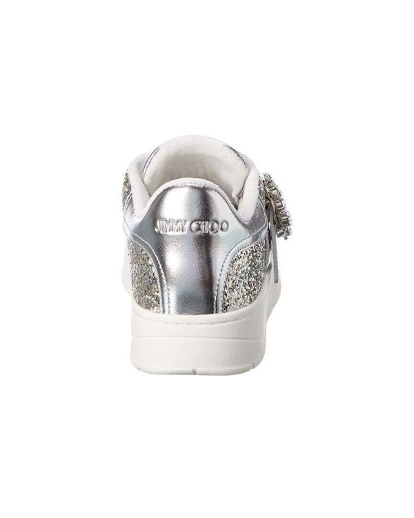 Jimmy Choo Osaka Glitter & Leather Sneaker Women's Silver 35 Buy Online 
