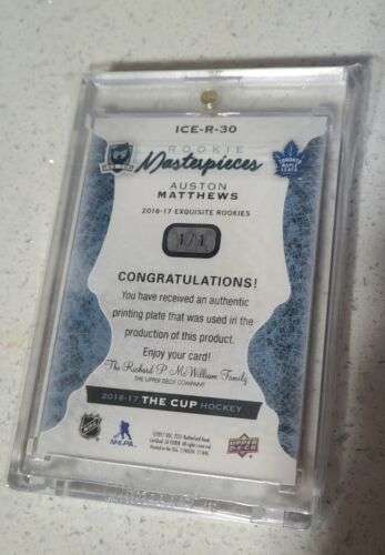 Auston Matthews 2016-17 The Cup 1 Of 1 Exquisite Rookie Printing Plate Buy Online 