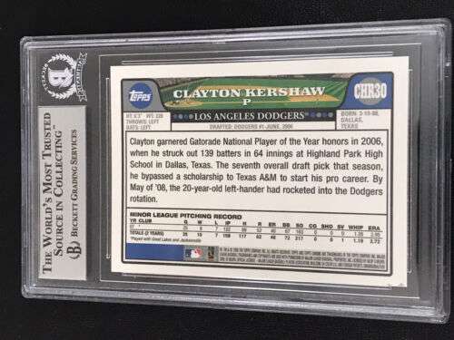 2008 Topps Chrome Update Clayton Kershaw Rookie RC RARE Signed Auto Beckett Buy Online 
