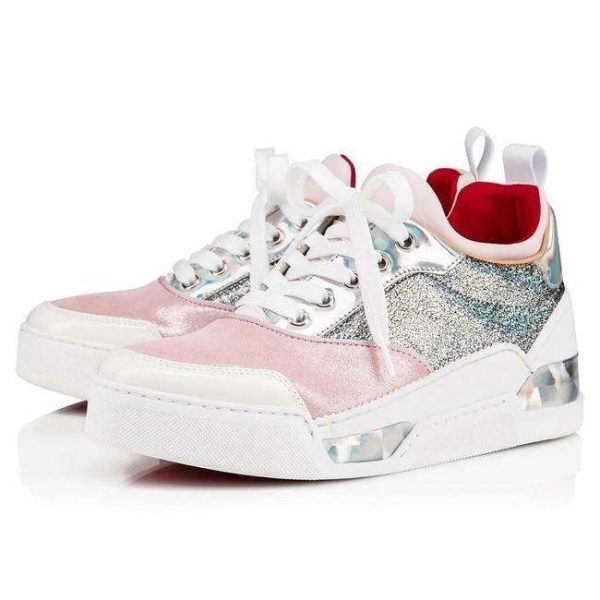 NIB Christian Louboutin Pink & Silver Baurelin Sneaker Size 9 Buy Online 