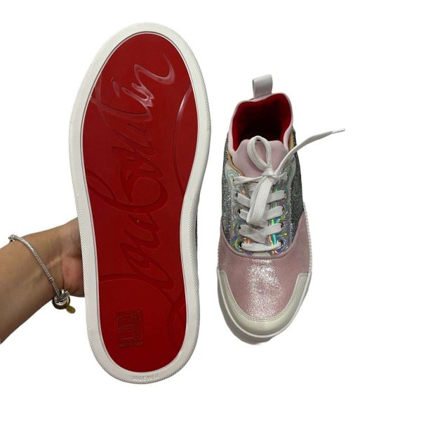 NIB Christian Louboutin Pink & Silver Baurelin Sneaker Size 9 Buy Online 