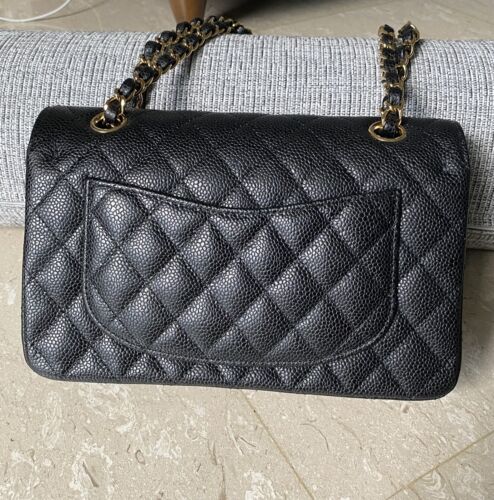 22A Chanel Small CLASSIC FLAP BLACK CAVIAR LEATHER BAG HANDBAG PURSE GOLD GHW Buy Online 