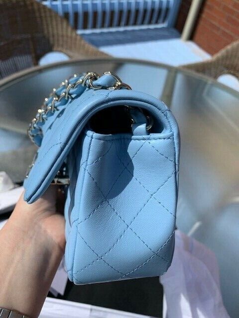 CHANEL Classic Mini Flap Bag Blue Lambskin Rectangular 22S GHW New w/receipt! Buy Online 