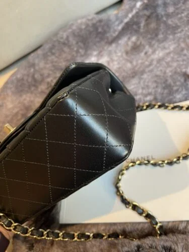BNIB Chanel Rectangular Mini Flap Bag in Lambskin and Light Gold Hardware Buy Online 