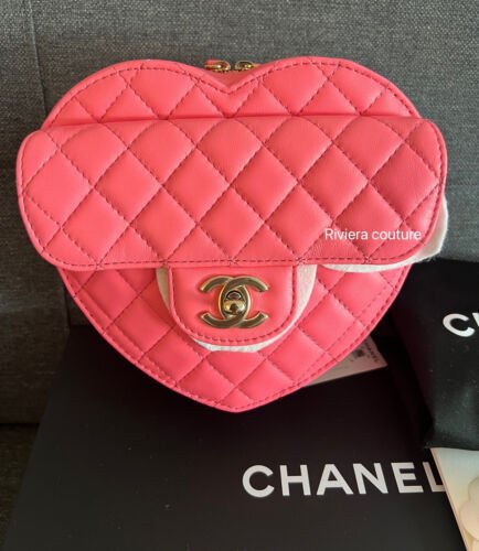 Auth CHANEL 22S CC In love Large Pink Heart Quilted Lambskin Crossbody Bag NIB Buy Online 