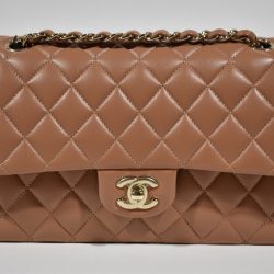 Chanel 22S Caramel Brown Medium Classic Flap Gold Chain CC Quilted Shoulder Bag Buy Online 