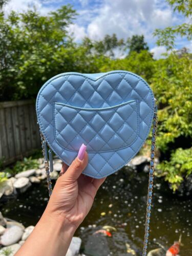 Chanel Blue “In Love” Heart Bag in Large 22S Lambskin NIB Buy Online 