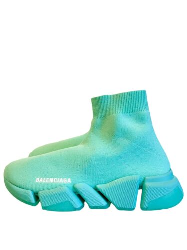 Balenciaga Mint Green Stretch Knit Sock Speed 2.0 Flat Sneakers Shoe Size 38 / 8 Buy Online 