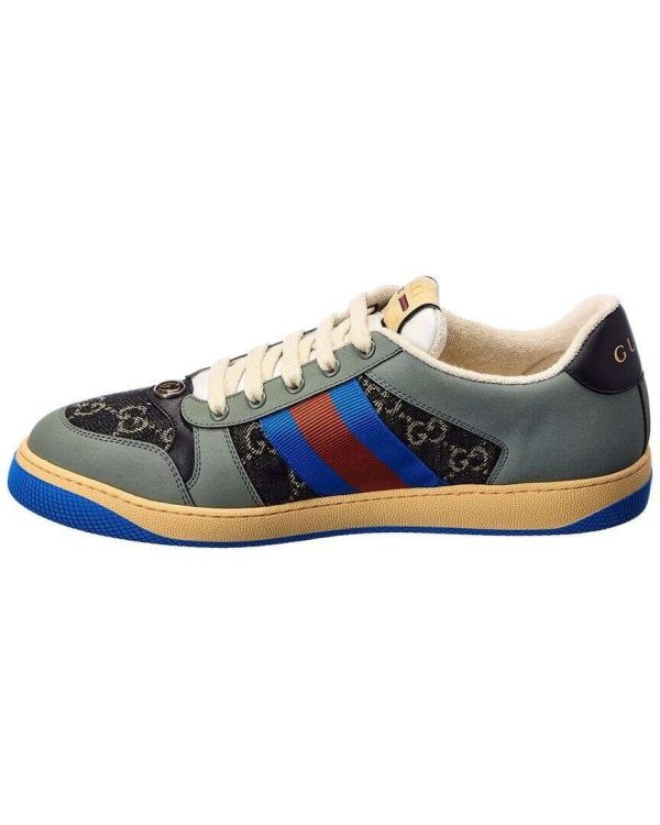 Gucci Gg Canvas & Leather Sneaker Men's Blue 6 Uk Buy Online 