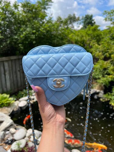 Chanel Blue “In Love” Heart Bag in Large 22S Lambskin NIB Buy Online 