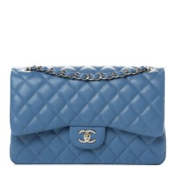 Chanel Caviar Quilted Jumbo Double Flap Blue Bag Handbag Purse $9,900 NEW Buy Online 