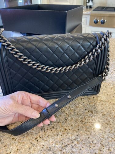 Chanel New Medium Black Boy Caviar Bag w/ Ruthenium hardware Buy Online 