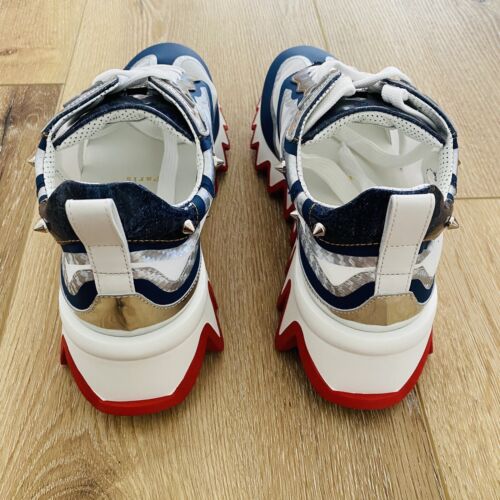 Christian Louboutin Sharkina Spike Low Top Sneaker White Blue 36, US 6 New Buy Online 