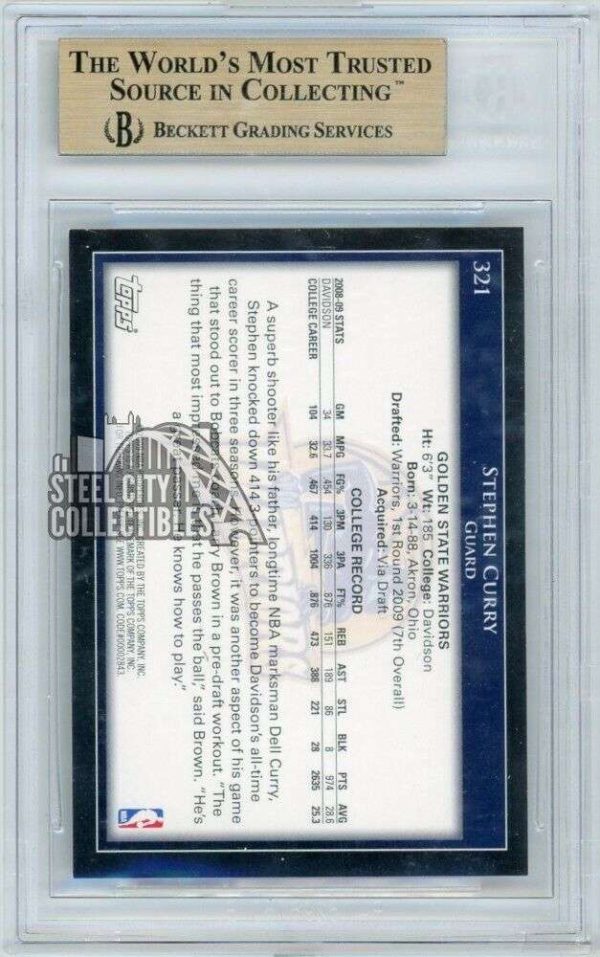 Stephen Curry 2009-10 Topps Basketball Rookie Card RC BGS 9.5 Gem Mint (B) Buy Online 
