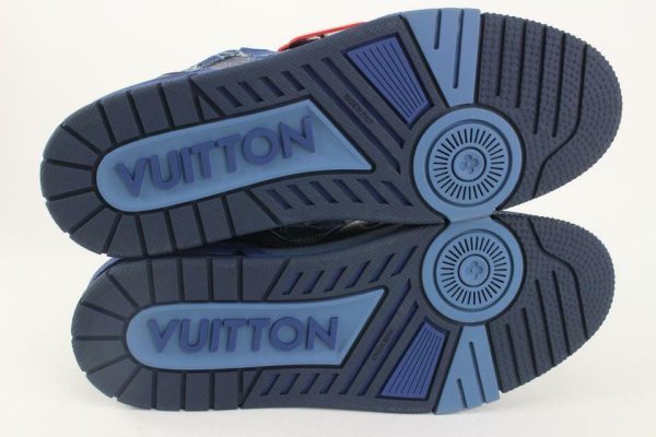 Louis Vuitton Men's 9 US Nigo x Virgil Blue Denim Trainer Sneaker 1115lv27 Buy Online 