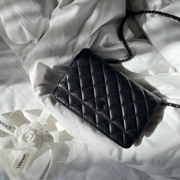 PRISTINE CHANEL So Black Classic Wallet On Chain WOC Bag Black Hardware Buy Online 