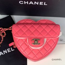 NEW Authentic CHANEL 22S Pink Large Heart Bag CC Lambskin Leather Crossbody bag Buy Online 