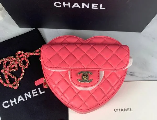 NEW Authentic CHANEL 22S Pink Large Heart Bag CC Lambskin Leather Crossbody bag Buy Online 