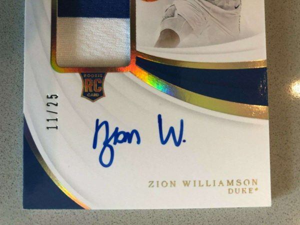 2019-20 Immaculate Collegiate ZION WILLIAMSON #81 ROOKIE PATCH AUTO /25 DUKE RPA Buy Online 