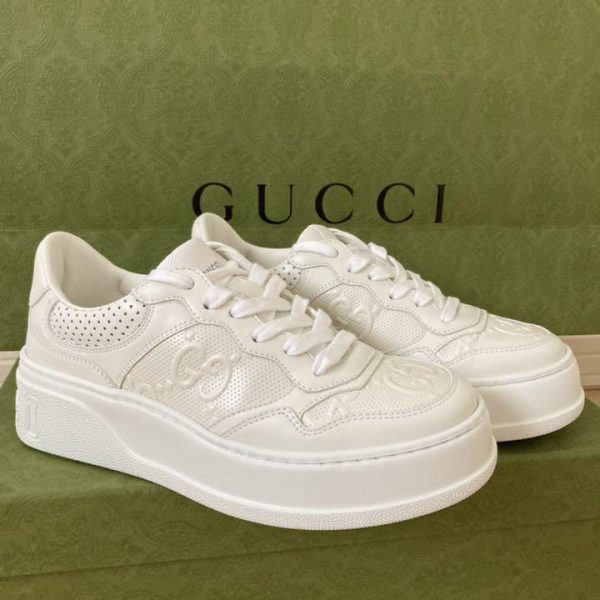 Women 6.5Us Gucci Gg Embossing Women 'S Sneaker White Razor Buy Online 