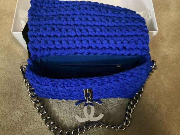 Chanel Classic Flap Electric Crochet Collectors Blue Shoulder Bag Buy Online 